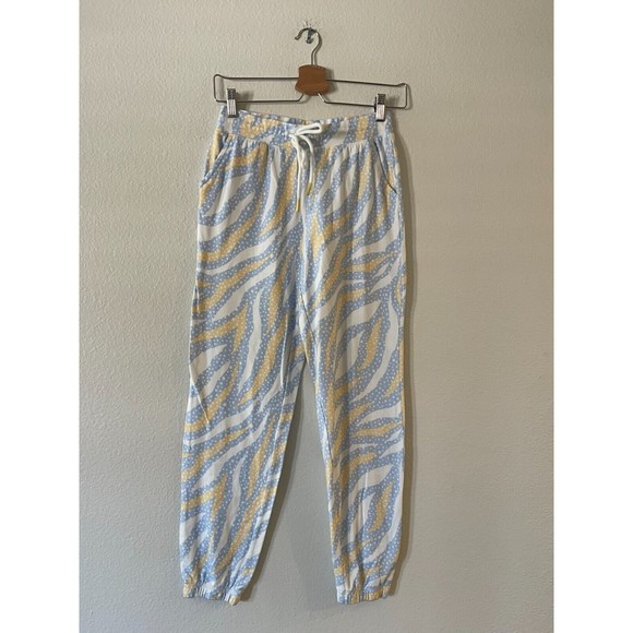 PJ Salvage Tiger Dots Pajama Pants Womens XS Ice Blue Yellow Drawstring Waist - Picture 4 of 13